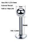 10Pcs/20Pcs/50Pcs G23 Titanium Labret Piercing Internal & External Design Lip Piercing Labret Stud Cartilage Helix Piercing