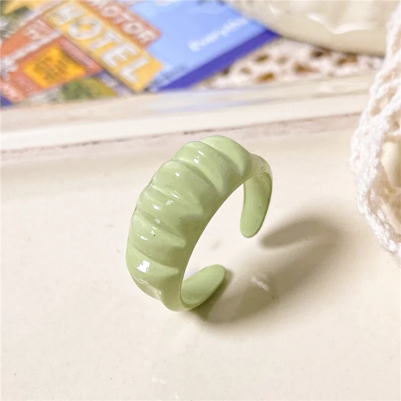 2022 Summer Colorful Ring Set Wholesale Fashion Geometric Chain Candy Color Irregular Opening Rings Women Party Finger Jewelry
