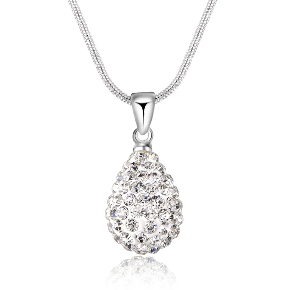 DOTEFFIL 925 Sterling Silver 18 Inch Water Drop Pendant AAA Zircon Necklace For Women Fashion Wedding Party Charm Jewelry