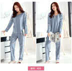 Big yards M-4XL v-neck long sleeve pajamas set for women floral print nightwear autumn cotton sleepwear nightie female pyjama