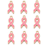 10pcs/lot Breast Cancer Awareness Ribbon Pendant Pink Ribbon Charm Pendants DIY Accessories for Women Jewelry Necklace Bracelet