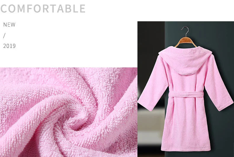 100% Cotton Toweling Terry Robe Kids Cartoon Robe Boy&Girls Hooded Robe Winter Warm Bathrobe Soft Sleeprobe Kids Casual Homewear