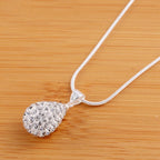 DOTEFFIL 925 Sterling Silver 18 Inch Water Drop Pendant AAA Zircon Necklace For Women Fashion Wedding Party Charm Jewelry