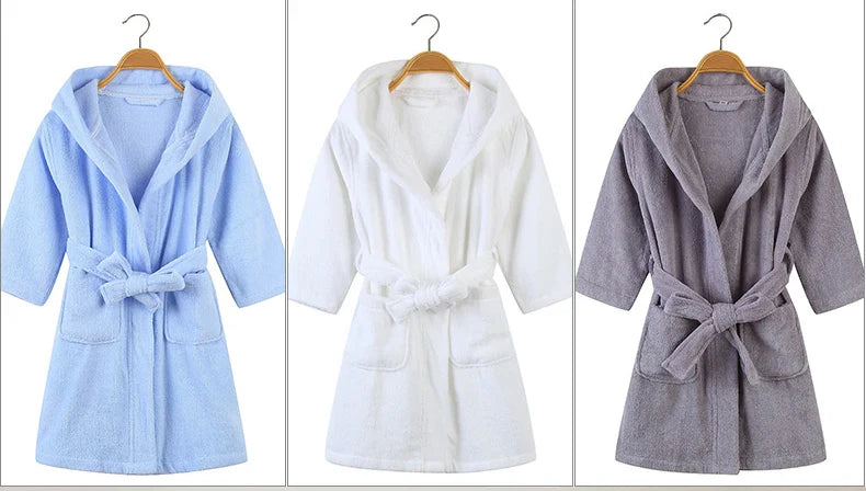 100% Cotton Toweling Terry Robe Kids Cartoon Robe Boy&Girls Hooded Robe Winter Warm Bathrobe Soft Sleeprobe Kids Casual Homewear
