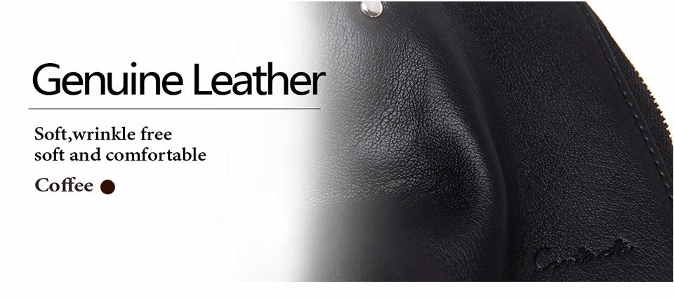 CONTACT'S Classic New Double Zip Men's Genuine Cow Leather Car Key Holder Multifunction Housekeeper  High Class Motor Key Case