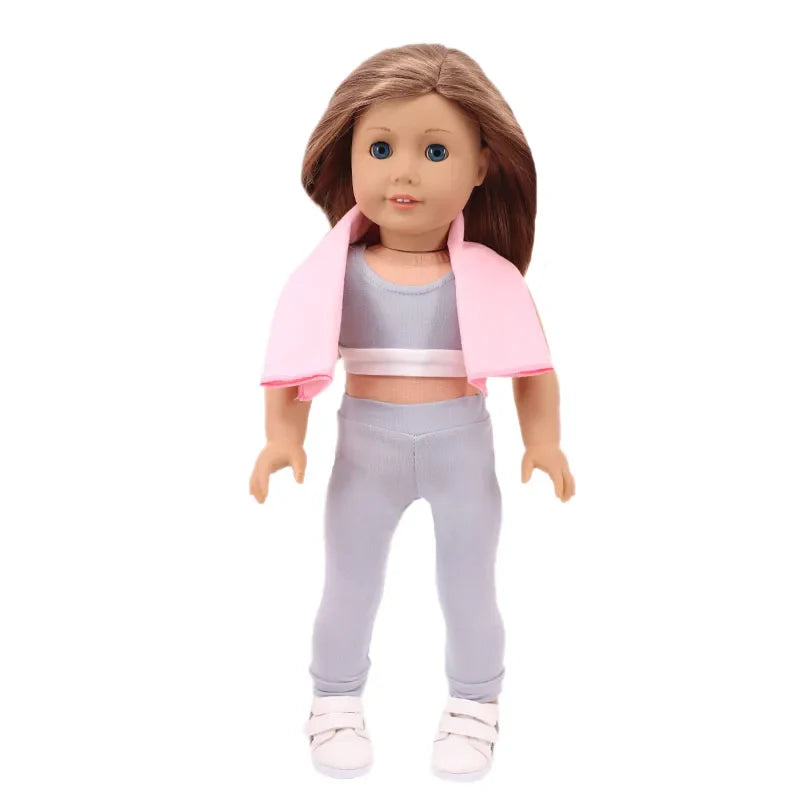 Ballet Yoga Training Suit Pajamas For American 18 Inch Girl Doll Clothes Accesories 43 cm Born Baby Items Our Generation Nenuco