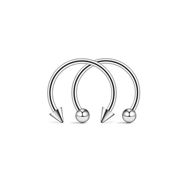 2pcs Stainless Steel Nose Hoop Ring Septum Rings Lip Studs Nostril Earrings Circular Tragus Ear Piercing Horseshoe Body Jewelry
