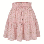 2025 Hot Sexy Ins Women's High Waist Fashion Printed Skirt Bohemian Style Small Floral A-line Female Mini Skirts Womens