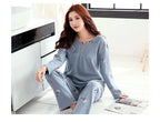Big yards M-4XL v-neck long sleeve pajamas set for women floral print nightwear autumn cotton sleepwear nightie female pyjama