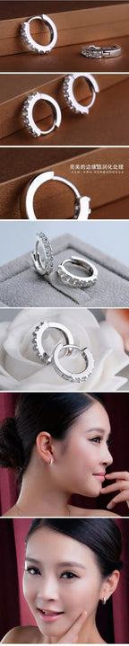 2020 NEW HOT SALE 100% Real 925 Sterling Silver Crystal Circle Earring For Women Making Jewelry Gift Wedding Party Engagement