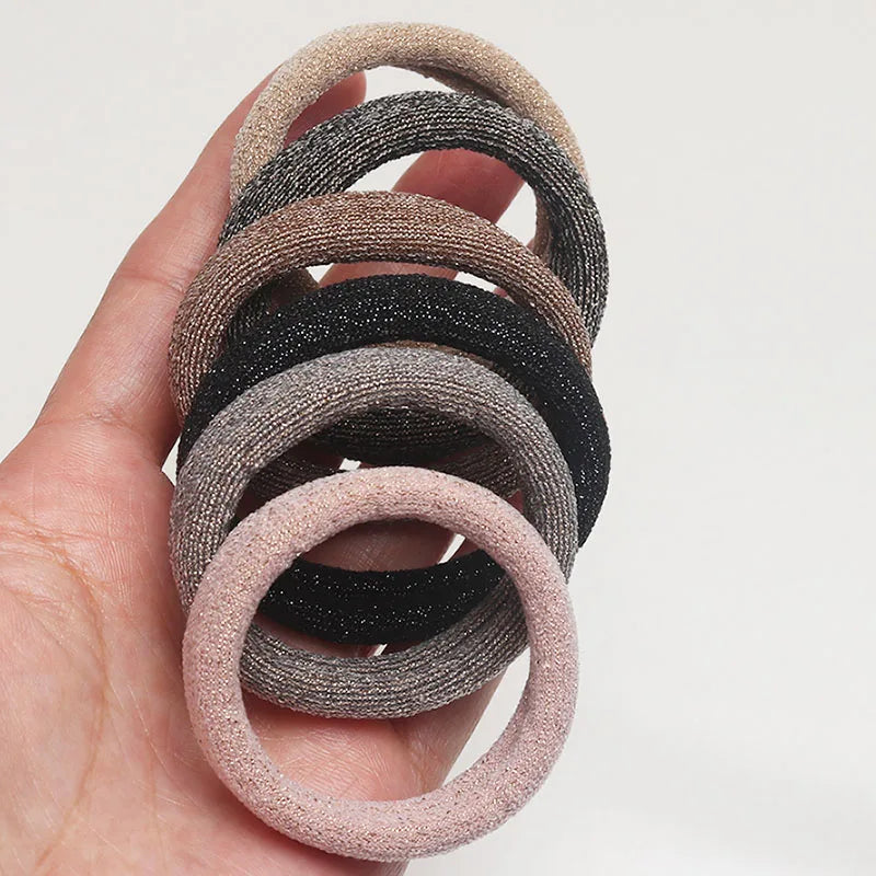 6PCS Women Glitter Hair Scrunchies Girls Elastic Hair Rubber Bands Hair Holder/Gum Hair Accessories Ponytail Hair Holders