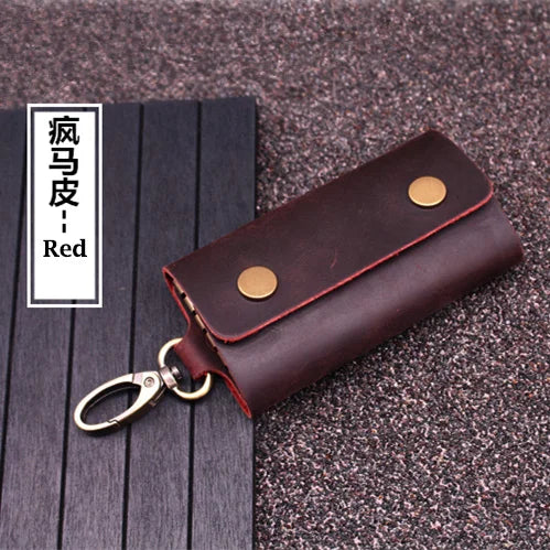 Handmade Genuine Leather Key Wallet Men Holder Keychain Pouch Purse Zipper Designer Housekeeper Car Small Key Case Keys Pouch