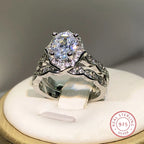 925 Silver New Arrival Four Claw Round Zircon Double Rings For Ladies Party Birthday Jewelry Gift