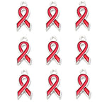 10pcs/lot Breast Cancer Awareness Ribbon Pendant Pink Ribbon Charm Pendants DIY Accessories for Women Jewelry Necklace Bracelet
