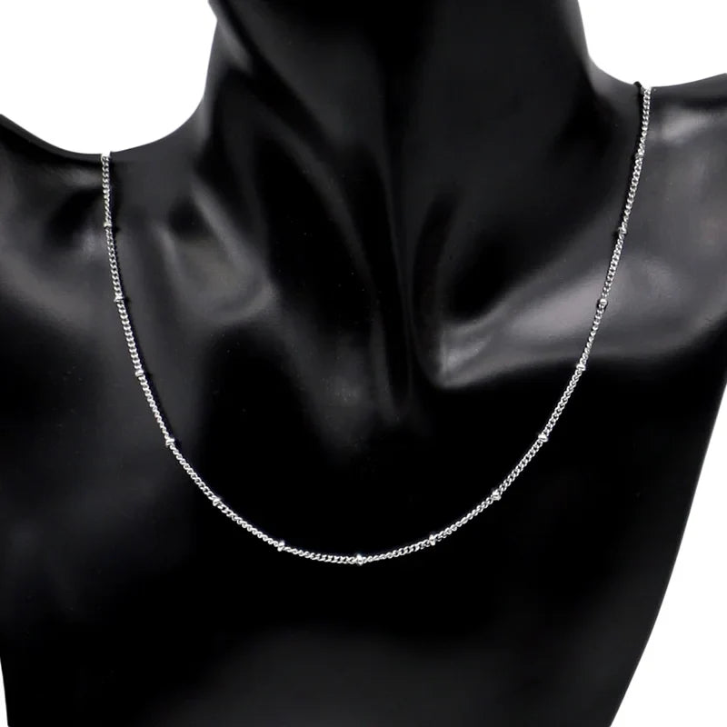 Aiovlo 10pcs/lot Width 1.5mm Stainless Steel Bead Chain Necklace Chains for DIY Jewelry Findings Making Materials Accessories