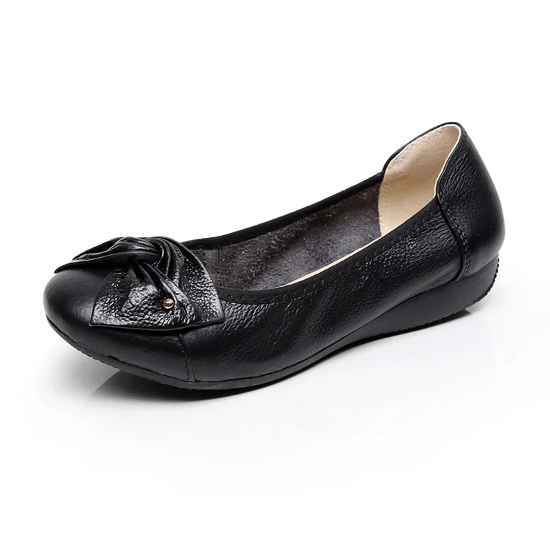 EOFK Women Ballet Flats Genuine Leather Shoes Spring Soft Casual Comfy Ballerina Flat Ladies Shallow Slip On Female Loafers