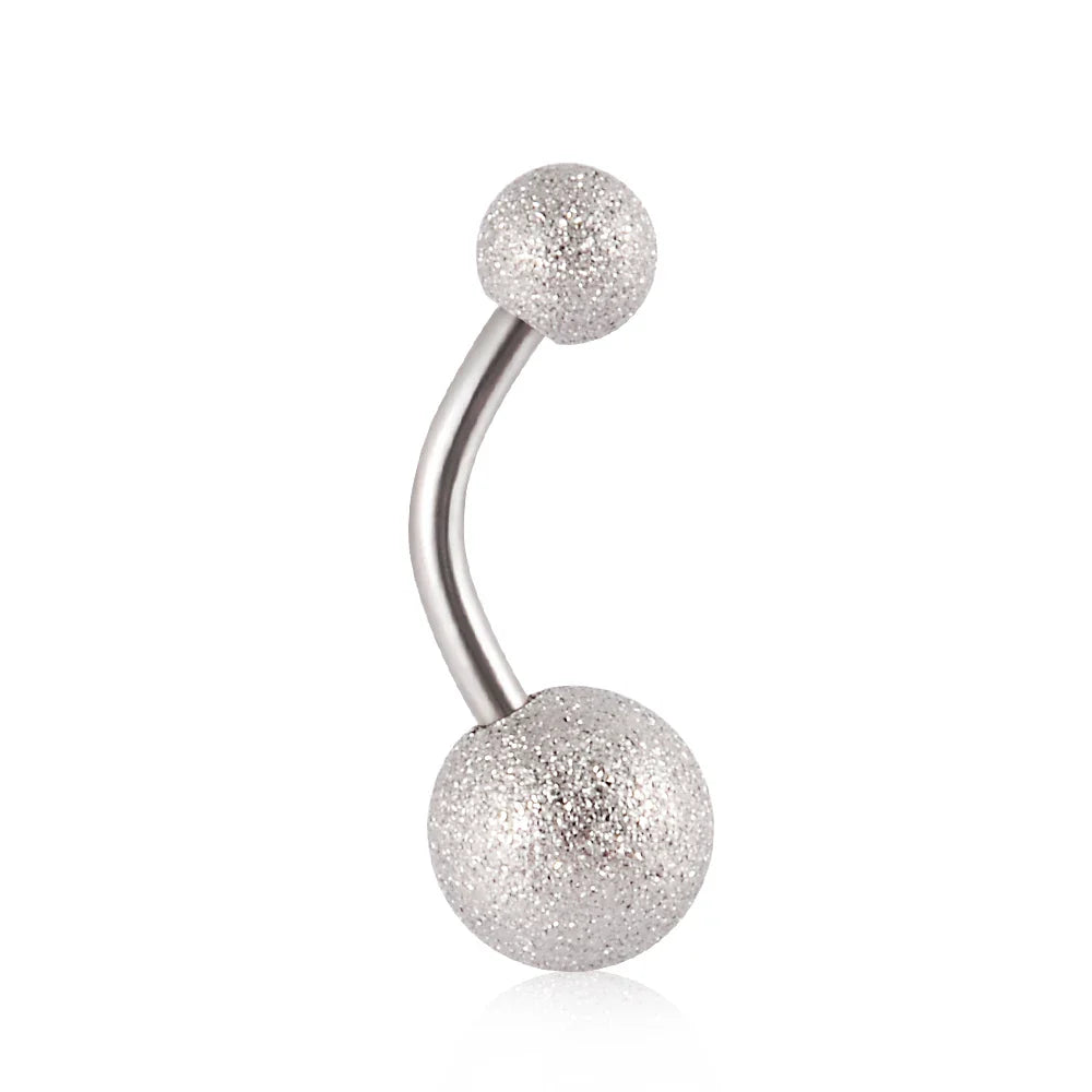 1Piece Surgical Steel Anodized Belly Button Rings Matte Balls Navel Studs Banana  Curved Barbell Body Piercing Jewelry 14g
