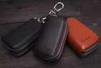 CONTACT'S Classic New Double Zip Men's Genuine Cow Leather Car Key Holder Multifunction Housekeeper  High Class Motor Key Case