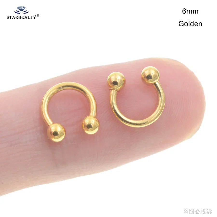 1Pc Moon Ball Smile Piercing Tooth, Labret Nose Ring, Conch Earrings, Nipple Genital Jewelry, Helix Tragus Piercing 1.2x6/8/10mm