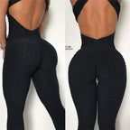 2024 Women's Sports Suit Sleeveless Backless Jumpsuits Costume Quick Dry Gym Bodysuit Tracksuit Fitness Tights Scrunch Leggings