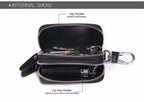 CONTACT'S Classic New Double Zip Men's Genuine Cow Leather Car Key Holder Multifunction Housekeeper  High Class Motor Key Case