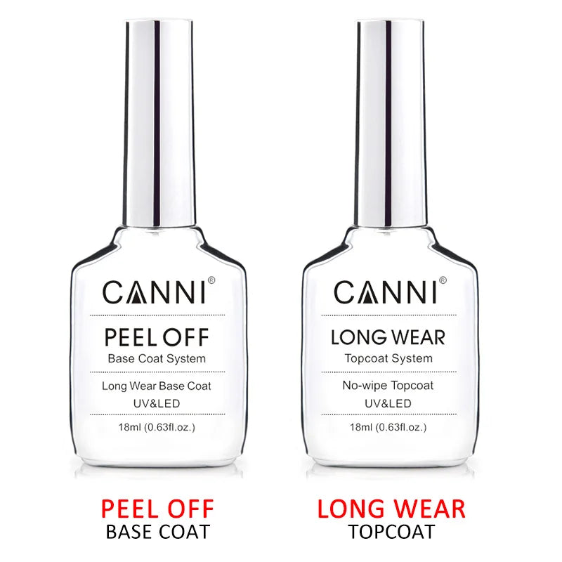 CANNI New 18ml Long Wear No-wipe Bright Topcoat Peeloff Base coat 5g Crystal Magnetic Cat Eye Gel Sparkling Glitter Varnishe