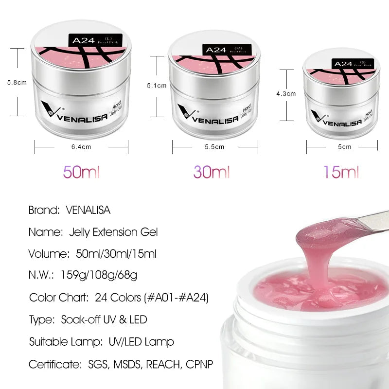 50ml Venalisa Soak off Thick Jelly Gel UV Construction Gel Builder Extend 24 Color Camouflage Milky White Nail Art Hard Nail Gel