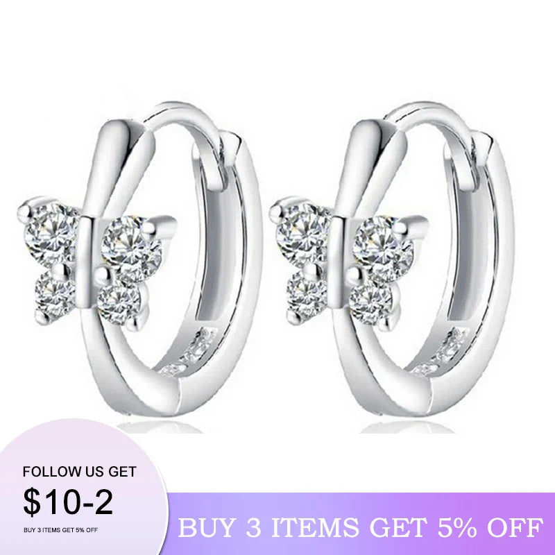 2020 NEW HOT SALE 100% Real 925 Sterling Silver Crystal Circle Earring For Women Making Jewelry Gift Wedding Party Engagement