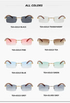 2024 Sqaure Brand Designer Sunglasses Men Women Sun Glasses Wood Frames Rimless Black Eyeglasses Fashion Eyewear Gafas De Sol