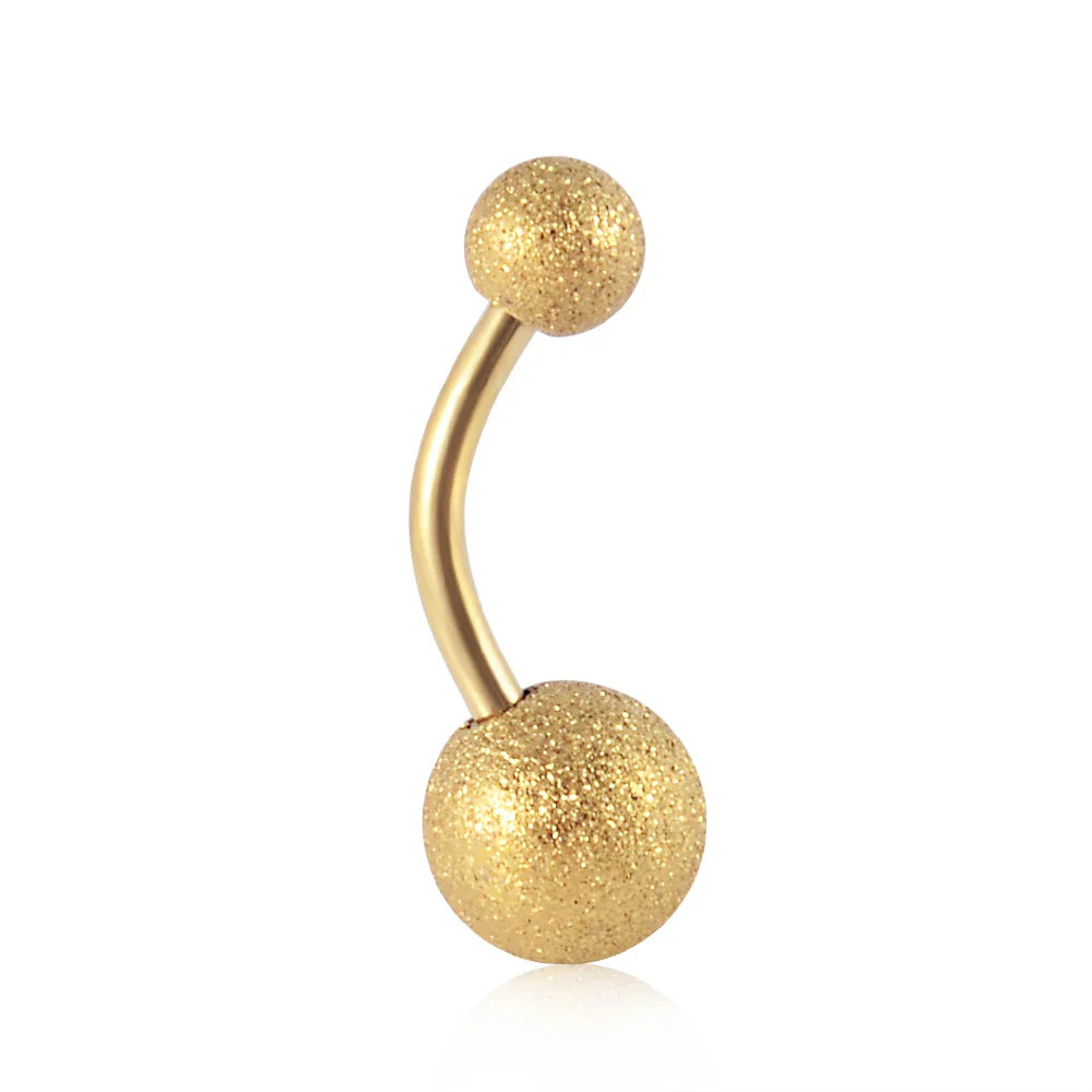 1Piece Surgical Steel Anodized Belly Button Rings Matte Balls Navel Studs Banana  Curved Barbell Body Piercing Jewelry 14g