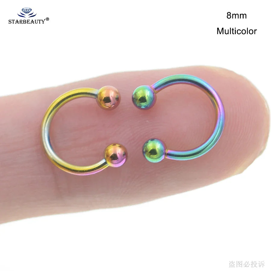 1Pc Moon Ball Smile Piercing Tooth, Labret Nose Ring, Conch Earrings, Nipple Genital Jewelry, Helix Tragus Piercing 1.2x6/8/10mm