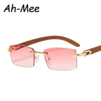 2024 Sqaure Brand Designer Sunglasses Men Women Sun Glasses Wood Frames Rimless Black Eyeglasses Fashion Eyewear Gafas De Sol