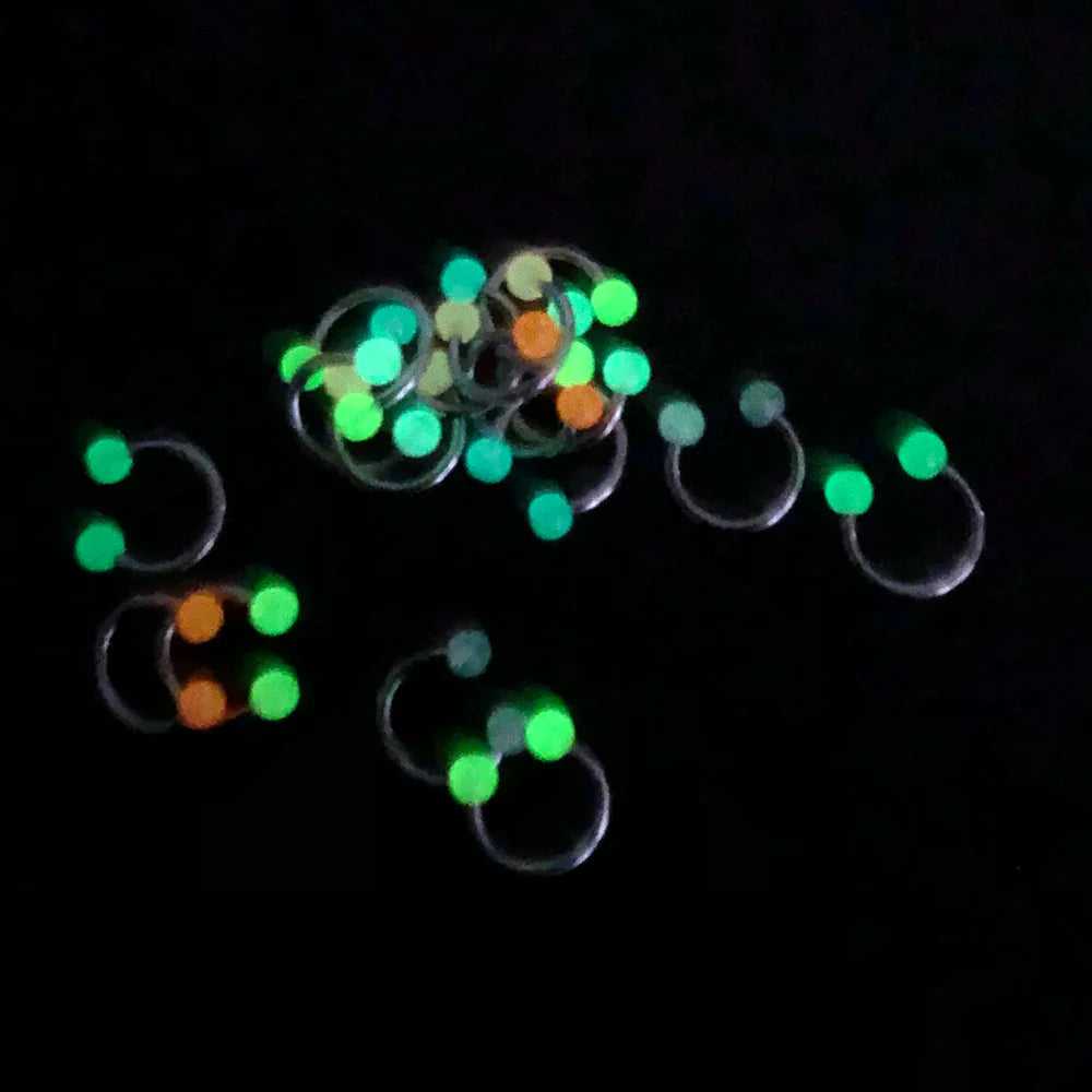 10/14pcs/Set Luminous Surgical Steel Tongue BCR Navel Belly Ring Acrylic Glow in the Dark Ball Labret Stud Body Piercing Jewelry