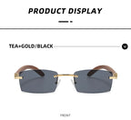 2024 Sqaure Brand Designer Sunglasses Men Women Sun Glasses Wood Frames Rimless Black Eyeglasses Fashion Eyewear Gafas De Sol