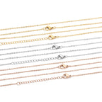 AHKNORMAILCUI 5pcs/Lot Stainless Steel 1 1.5 2mm Rolo Link Chain Necklace Gold 40 45 50 60CM Long Chain Lobster Clasp Necklace