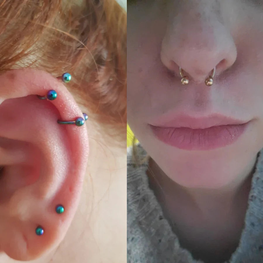 1Pc Moon Ball Smile Piercing Tooth, Labret Nose Ring, Conch Earrings, Nipple Genital Jewelry, Helix Tragus Piercing 1.2x6/8/10mm