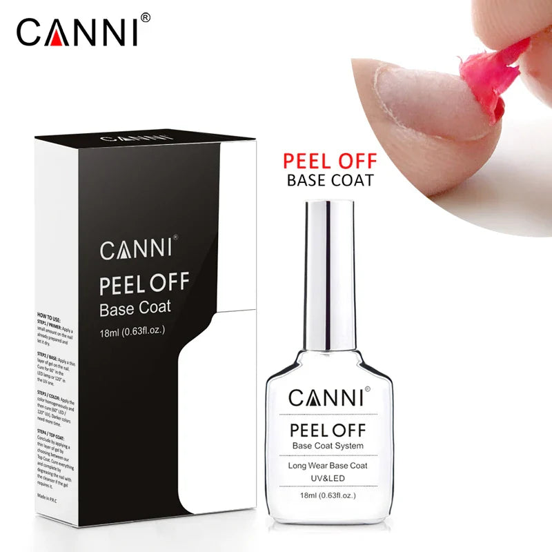 CANNI New 18ml Long Wear No-wipe Bright Topcoat Peeloff Base coat 5g Crystal Magnetic Cat Eye Gel Sparkling Glitter Varnishe