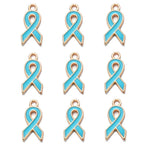 10pcs/lot Breast Cancer Awareness Ribbon Pendant Pink Ribbon Charm Pendants DIY Accessories for Women Jewelry Necklace Bracelet