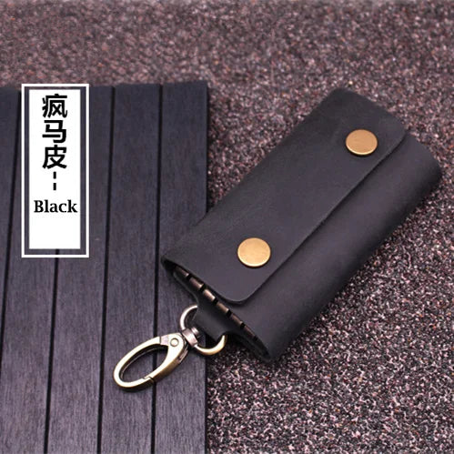 Handmade Genuine Leather Key Wallet Men Holder Keychain Pouch Purse Zipper Designer Housekeeper Car Small Key Case Keys Pouch