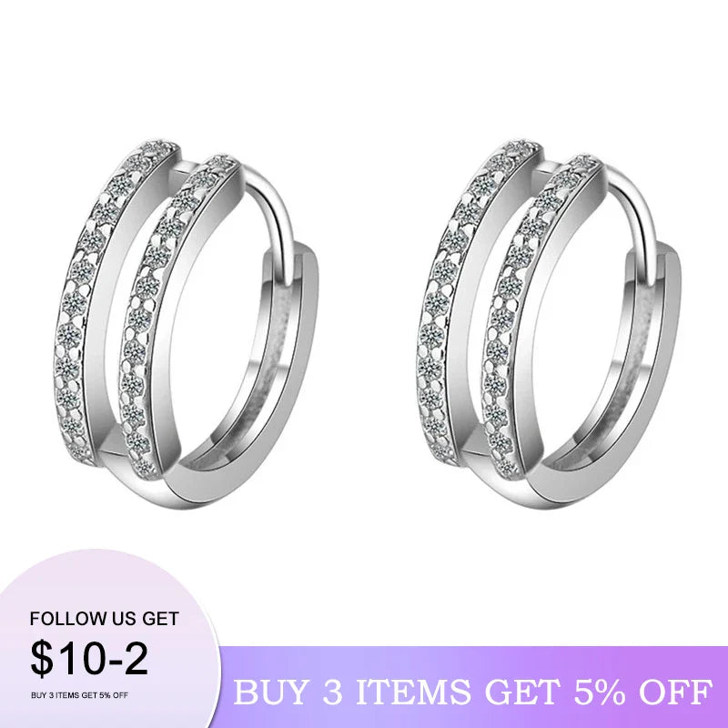 2020 NEW HOT SALE 100% Real 925 Sterling Silver Crystal Circle Earring For Women Making Jewelry Gift Wedding Party Engagement