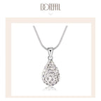 DOTEFFIL 925 Sterling Silver 18 Inch Water Drop Pendant AAA Zircon Necklace For Women Fashion Wedding Party Charm Jewelry