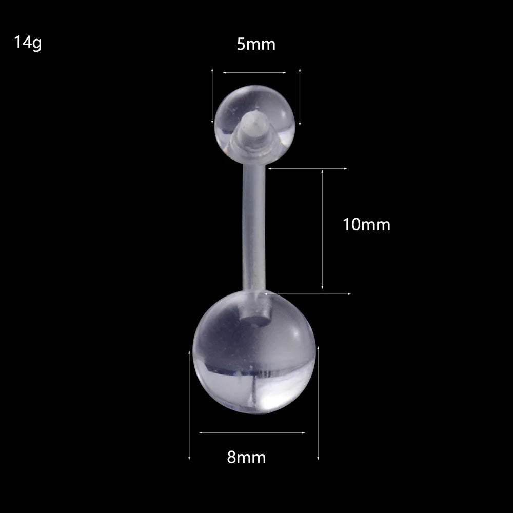 1Piece Surgical Steel Anodized Belly Button Rings Matte Balls Navel Studs Banana  Curved Barbell Body Piercing Jewelry 14g