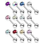 6PCS Stainless Steel Glorious Tongue Ring Bulk 14G Nipple Piercing Bar Lot Glitter Tongue Piercing Set Barbell Piercing Jewelry