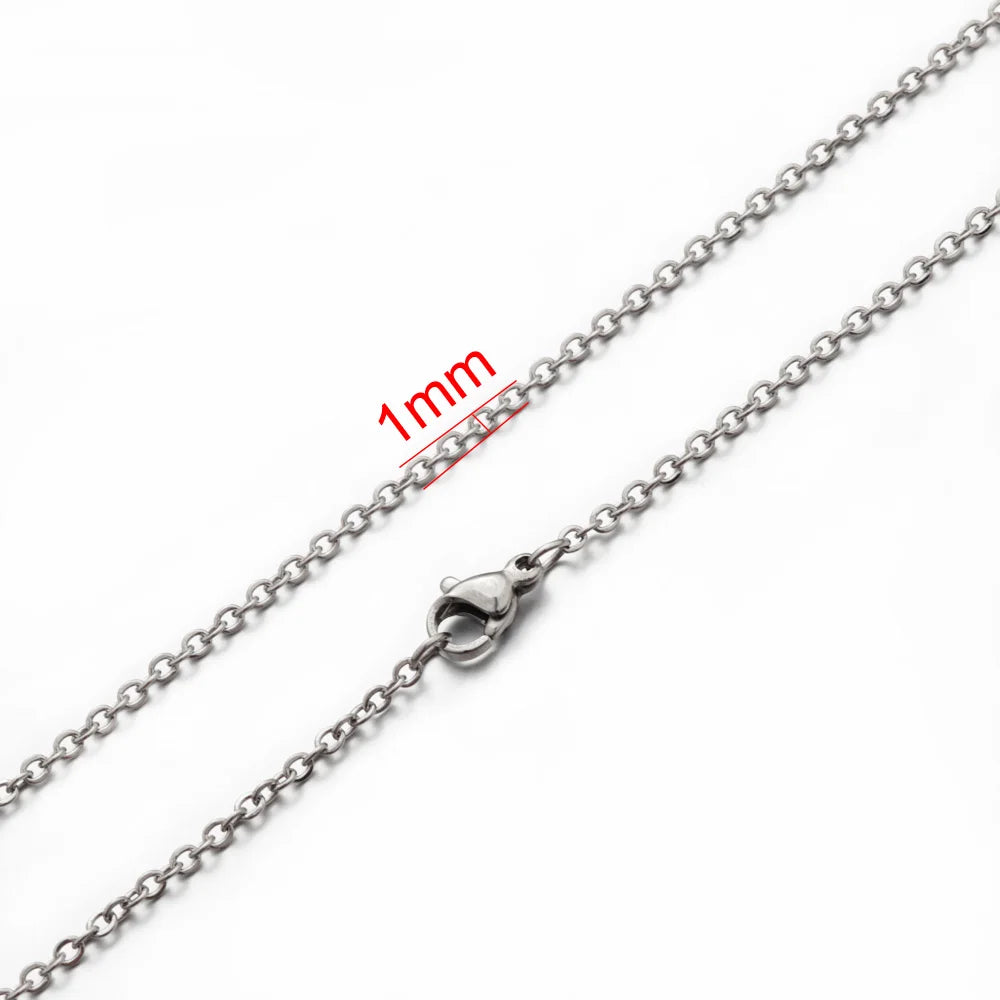 AHKNORMAILCUI 5pcs/Lot Stainless Steel 1 1.5 2mm Rolo Link Chain Necklace Gold 40 45 50 60CM Long Chain Lobster Clasp Necklace