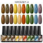 10PCS/Set Gel Nail Polish Set 125 Colors Glitter Semi Permanent Hybrid Gel Varnishes Base Top Coat Soak Off UV LED Nail Art Gel