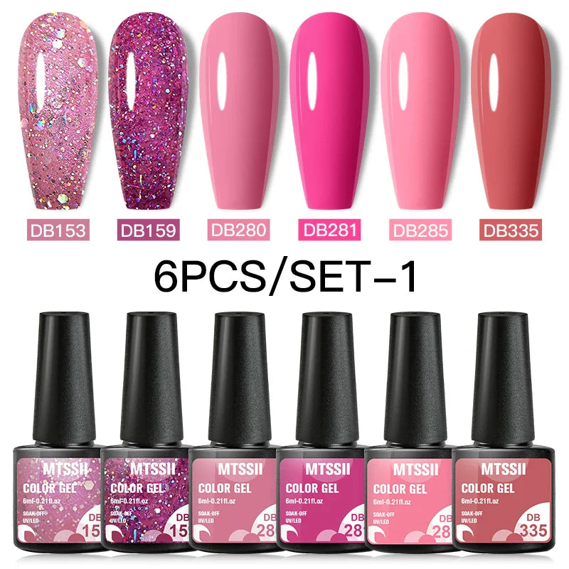 10PCS/Set Gel Nail Polish Set 125 Colors Glitter Semi Permanent Hybrid Gel Varnishes Base Top Coat Soak Off UV LED Nail Art Gel