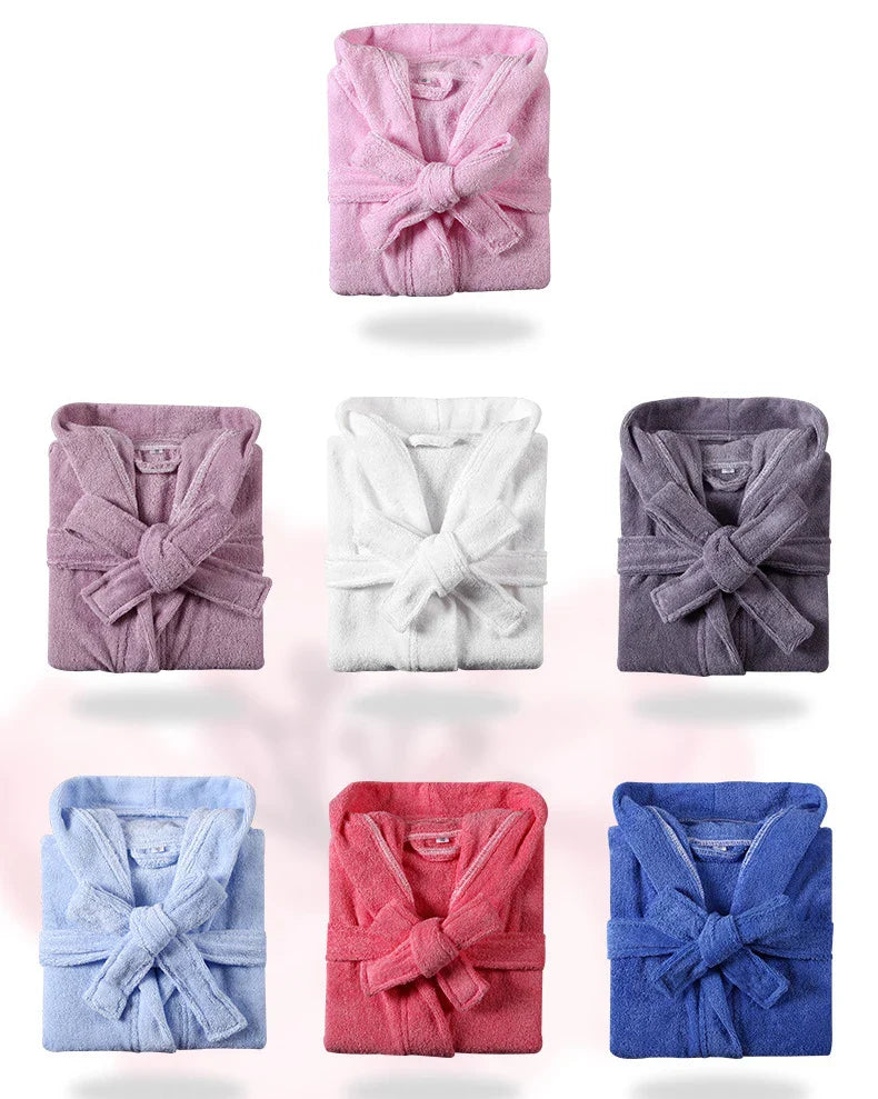 100% Cotton Toweling Terry Robe Kids Cartoon Robe Boy&Girls Hooded Robe Winter Warm Bathrobe Soft Sleeprobe Kids Casual Homewear