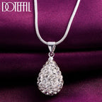 DOTEFFIL 925 Sterling Silver 18 Inch Water Drop Pendant AAA Zircon Necklace For Women Fashion Wedding Party Charm Jewelry
