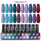 10PCS/Set Gel Nail Polish Set 125 Colors Glitter Semi Permanent Hybrid Gel Varnishes Base Top Coat Soak Off UV LED Nail Art Gel