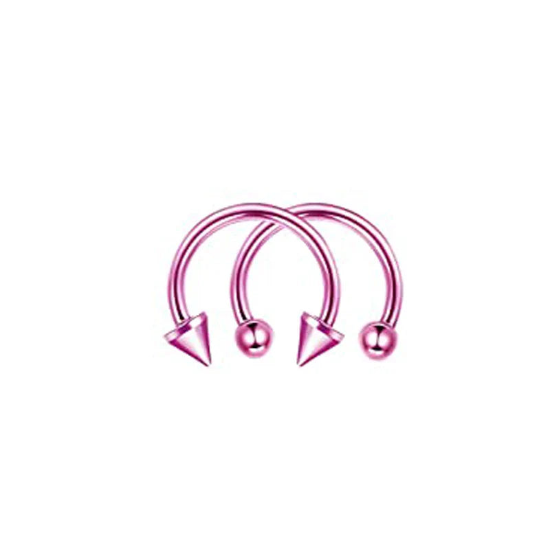 2pcs Stainless Steel Nose Hoop Ring Septum Rings Lip Studs Nostril Earrings Circular Tragus Ear Piercing Horseshoe Body Jewelry